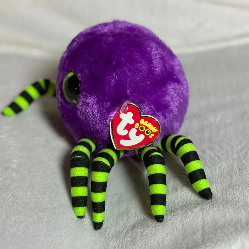 Ty Beanie Boos Crawly Purple Halloween Spider Plush 6